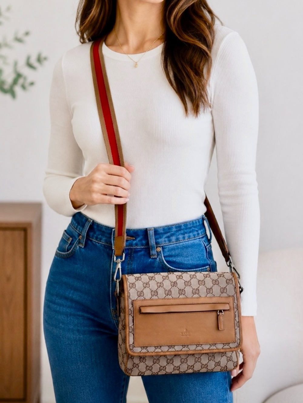 Gucci GG Canvas Front Flap Crossbody Bag